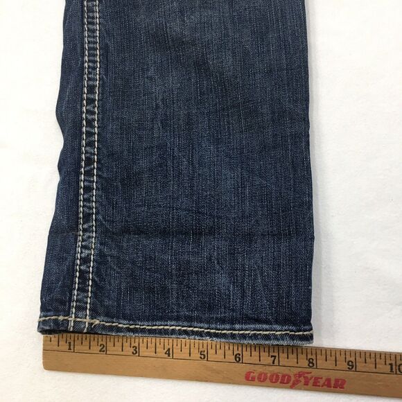 SILVER Suki Jeans Women 36x30 Straight Medium Wash Distressed Stretch Denim Blue - Picture 16 of 16